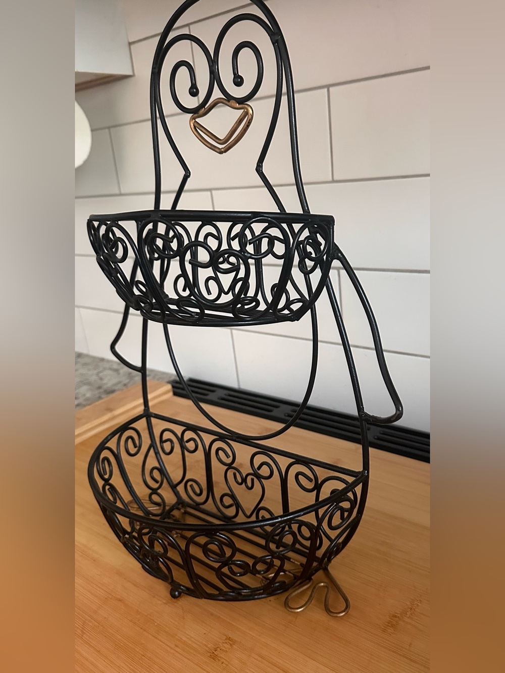 Penguin Black & Gold Two-Tier Fruit & Snack Basket - Picture 5 of 5